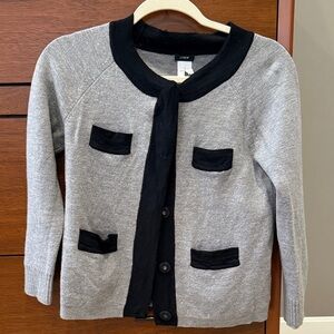 J. Crew Gray and Black Merino Wool Lady Cardigan